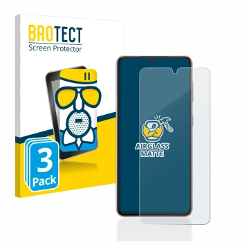 Vorderseite einer Produktverpackung mit dem Markenlogo BROTECT. Daneben ist das Gerät Samsung Galaxy S21 mit dem zugehörigen D