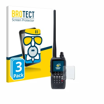 Vorderseite einer Produktverpackung mit dem Markenlogo BROTECT. Daneben ist das Gerät Yaesu FTA-550 mit dem zugehörigen Displa