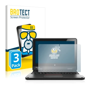 Vorderseite einer Produktverpackung mit dem Markenlogo BROTECT. Daneben ist das Gerät Lenovo ThinkPad Yoga 11e 6.Gen mit dem z