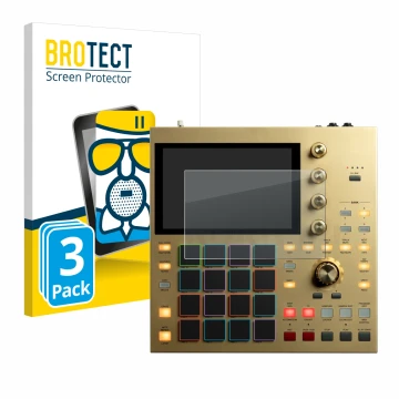 Vorderseite einer Produktverpackung mit dem Markenlogo BROTECT. Daneben ist das Gerät Akai MPC One mit dem zugehörigen Display