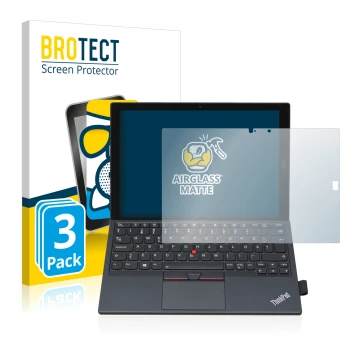 Vorderseite einer Produktverpackung mit dem Markenlogo BROTECT. Daneben ist das Gerät Lenovo ThinkPad X1 Tablet Gen 2 mit dem 