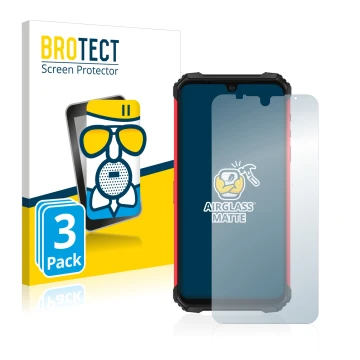 Vorderseite einer Produktverpackung mit dem Markenlogo BROTECT. Daneben ist das Gerät Ulefone Armor 8 Pro mit dem zugehörigen 