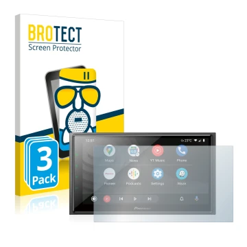 Vorderseite einer Produktverpackung mit dem Markenlogo BROTECT. Daneben ist das Gerät Pioneer SPH-EVO64DAB mit dem zugehörigen