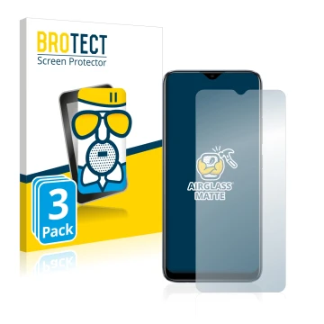 Vorderseite einer Produktverpackung mit dem Markenlogo BROTECT. Daneben ist das Gerät realme C11 2021 mit dem zugehörigen Disp