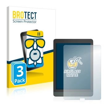 Vorderseite einer Produktverpackung mit dem Markenlogo BROTECT. Daneben ist das Gerät Boox Nova 3 mit dem zugehörigen Displays