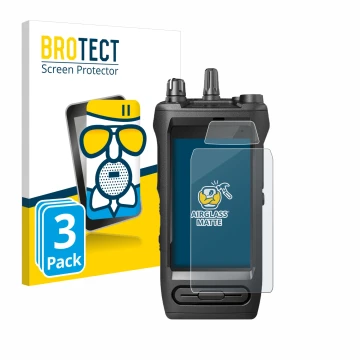 Vorderseite einer Produktverpackung mit dem Markenlogo BROTECT. Daneben ist das Gerät Motorola Mototrbo Ion mit dem zugehörige