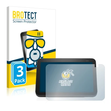 Vorderseite einer Produktverpackung mit dem Markenlogo BROTECT. Daneben ist das Gerät Amazon Echo Show 8 2021 (2. Gen.) mit de