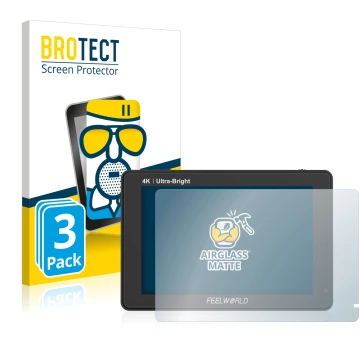 Vorderseite einer Produktverpackung mit dem Markenlogo BROTECT. Daneben ist das Gerät Feelworld LUT7 7