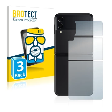 Vorderseite einer Produktverpackung mit dem Markenlogo BROTECT. Daneben ist das Gerät Samsung Galaxy Z Flip 3 5G (Rückseite) m