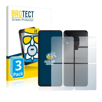 Vorderseite einer Produktverpackung mit dem Markenlogo BROTECT. Daneben ist das Gerät Samsung Galaxy Z Flip 3 5G (Display+Rück