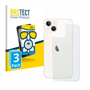 Vorderseite einer Produktverpackung mit dem Markenlogo BROTECT. Daneben ist das Gerät Apple iPhone 13 (Rückseite) mit dem zuge