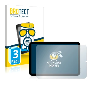 Vorderseite einer Produktverpackung mit dem Markenlogo BROTECT. Daneben ist das Gerät Apple iPad Mini 6 2021 (im Querformat, 6