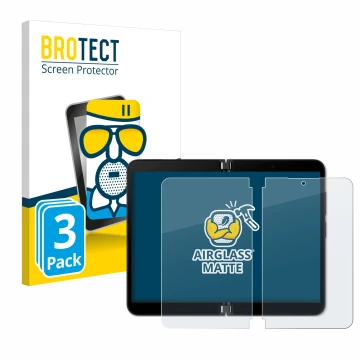 Vorderseite einer Produktverpackung mit dem Markenlogo BROTECT. Daneben ist das Gerät Microsoft Surface Duo 2 (Inneres Display