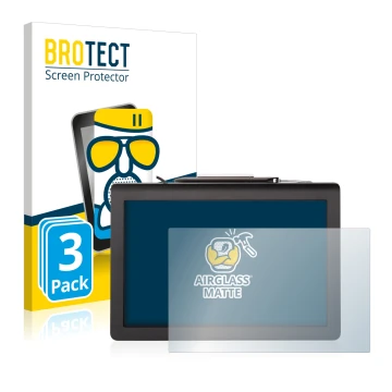 Vorderseite einer Produktverpackung mit dem Markenlogo BROTECT. Daneben ist das Gerät Signotec Pen Display Delta (Touch) mit d