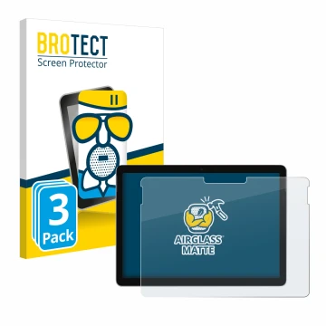 Vorderseite einer Produktverpackung mit dem Markenlogo BROTECT. Daneben ist das Gerät Microsoft Surface Go 3 mit dem zugehörig