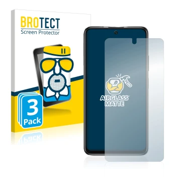 Vorderseite einer Produktverpackung mit dem Markenlogo BROTECT. Daneben ist das Gerät Xiaomi Poco M4 Pro 5G mit dem zugehörige