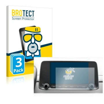 Vorderseite einer Produktverpackung mit dem Markenlogo BROTECT. Daneben ist das Gerät Hyundai Kona 2021 Infotainment System 8