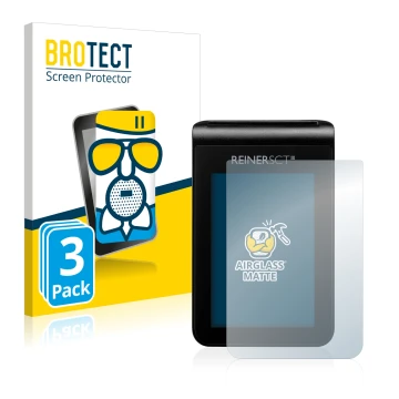 Vorderseite einer Produktverpackung mit dem Markenlogo BROTECT. Daneben ist das Gerät REINER SCT tanJack deluxe mit dem zugehö