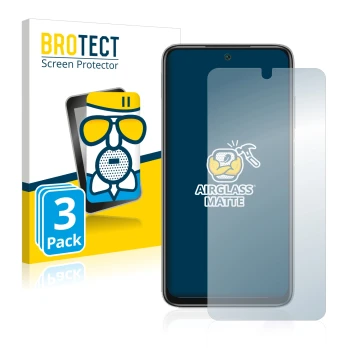 Vorderseite einer Produktverpackung mit dem Markenlogo BROTECT. Daneben ist das Gerät Xiaomi Redmi Note 11 4G mit dem zugehöri