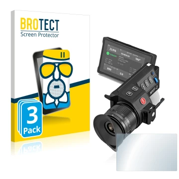 Vorderseite einer Produktverpackung mit dem Markenlogo BROTECT. Daneben ist das Gerät Arri MVF-2 mit dem zugehörigen Displaysc
