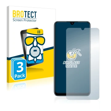 Vorderseite einer Produktverpackung mit dem Markenlogo BROTECT. Daneben ist das Gerät Vivo V20 SE mit dem zugehörigen Displays