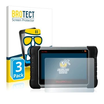 Vorderseite einer Produktverpackung mit dem Markenlogo BROTECT. Daneben ist das Gerät Autel MaxiPRO MP808TS mit dem zugehörige