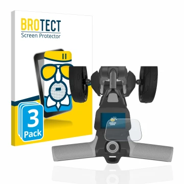 Vorderseite einer Produktverpackung mit dem Markenlogo BROTECT. Daneben ist das Gerät PowaKaddy FX5 2.8