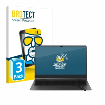 Vorderseite einer Produktverpackung mit dem Markenlogo BROTECT. Daneben ist das Gerät Samsung Galaxy Book2 Pro 360 13.3
