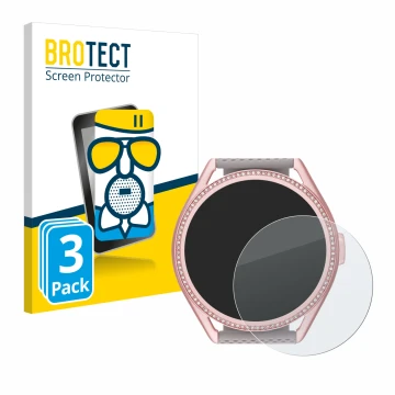 Vorderseite einer Produktverpackung mit dem Markenlogo BROTECT. Daneben ist das Gerät Michael Kors Access MKGO Gen 5E MKT 5117