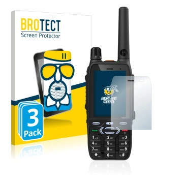 Vorderseite einer Produktverpackung mit dem Markenlogo BROTECT. Daneben ist das Gerät Motorola MXP600 mit dem zugehörigen Disp