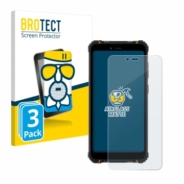Vorderseite einer Produktverpackung mit dem Markenlogo BROTECT. Daneben ist das Gerät Hotwav T5 Pro mit dem zugehörigen Displa