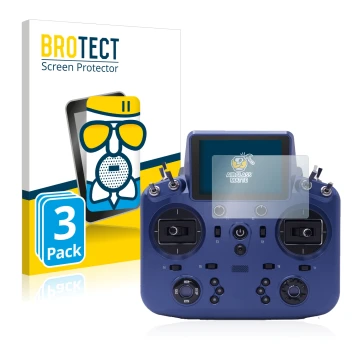 Vorderseite einer Produktverpackung mit dem Markenlogo BROTECT. Daneben ist das Gerät FrSky Tandem X18 mit dem zugehörigen Dis