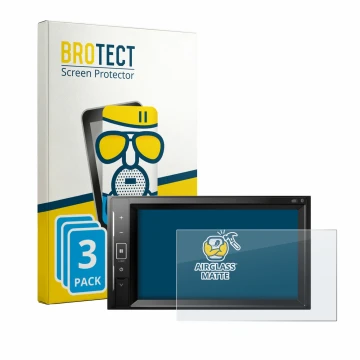 Vorderseite einer Produktverpackung mit dem Markenlogo BROTECT. Daneben ist das Gerät Pioneer AVH-A240DAB mit dem zugehörigen 