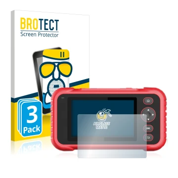 Vorderseite einer Produktverpackung mit dem Markenlogo BROTECT. Daneben ist das Gerät Launch CRP 123 / 129 EVO mit dem zugehör