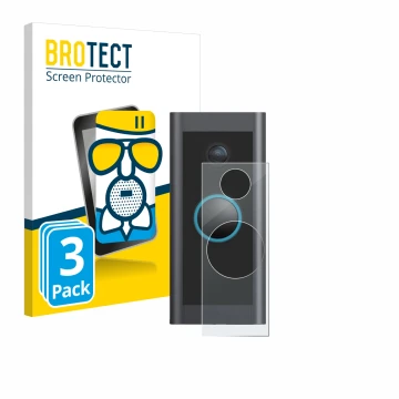 Vorderseite einer Produktverpackung mit dem Markenlogo BROTECT. Daneben ist das Gerät Ring Video Doorbell Wired mit dem zugehö