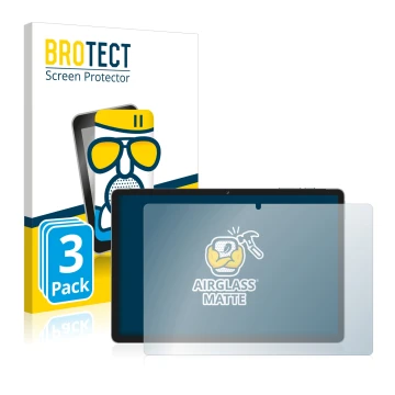 Vorderseite einer Produktverpackung mit dem Markenlogo BROTECT. Daneben ist das Gerät Jumper Ezpad M10S mit dem zugehörigen Di