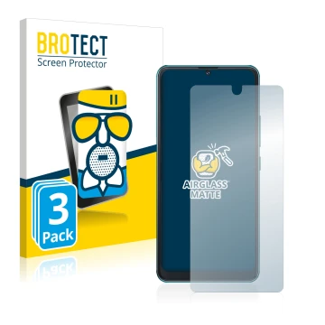 Vorderseite einer Produktverpackung mit dem Markenlogo BROTECT. Daneben ist das Gerät Cubot Note 8 mit dem zugehörigen Display