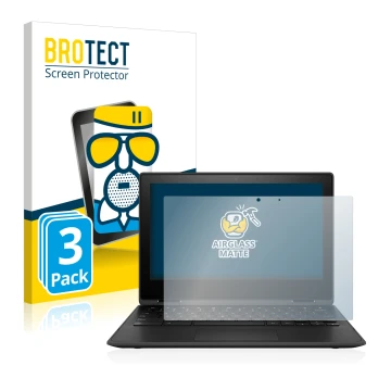Vorderseite einer Produktverpackung mit dem Markenlogo BROTECT. Daneben ist das Gerät HP Chromebook x360 11 G3 mit dem zugehör