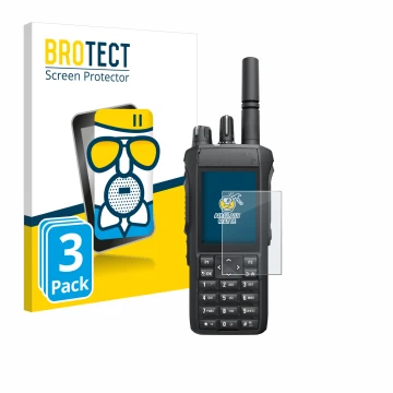 Vorderseite einer Produktverpackung mit dem Markenlogo BROTECT. Daneben ist das Gerät Motorola R7 mit dem zugehörigen Displays