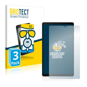 Vorderseite einer Produktverpackung mit dem Markenlogo BROTECT. Daneben ist das Gerät Samsung Galaxy Tab A7 Lite 2022 mit dem 