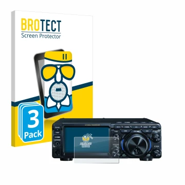 Vorderseite einer Produktverpackung mit dem Markenlogo BROTECT. Daneben ist das Gerät Yaesu FT-710 mit dem zugehörigen Display