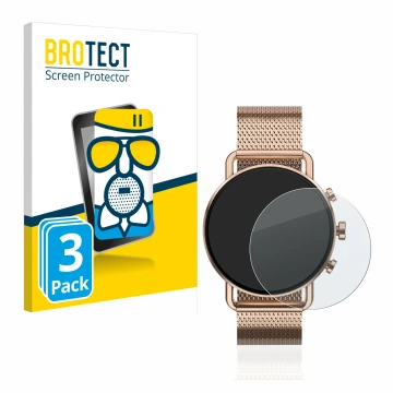 Vorderseite einer Produktverpackung mit dem Markenlogo BROTECT. Daneben ist das Gerät Skagen Falster Gen 6 (41 mm) mit dem zug