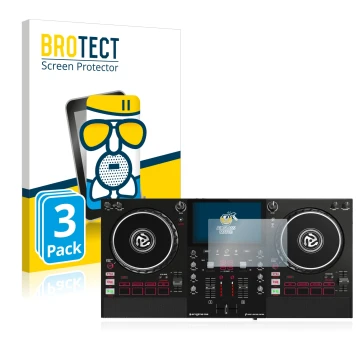 Vorderseite einer Produktverpackung mit dem Markenlogo BROTECT. Daneben ist das Gerät Numark Mixstream Pro mit dem zugehörigen