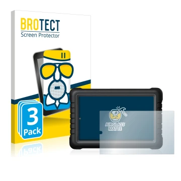 Vorderseite einer Produktverpackung mit dem Markenlogo BROTECT. Daneben ist das Gerät Launch X-431 PROS V 8