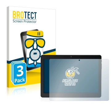 Vorderseite einer Produktverpackung mit dem Markenlogo BROTECT. Daneben ist das Gerät Acepad A145 10.1