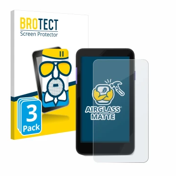 Vorderseite einer Produktverpackung mit dem Markenlogo BROTECT. Daneben ist das Gerät Zettle Terminal (by Paypal) mit dem zuge