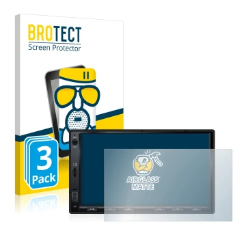 Vorderseite einer Produktverpackung mit dem Markenlogo BROTECT. Daneben ist das Gerät Atoto S8 Standard 7 zoll mit dem zugehör