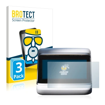 Vorderseite einer Produktverpackung mit dem Markenlogo BROTECT. Daneben ist das Gerät Tesla Model S Plaid 2023 (Hinteres Displ