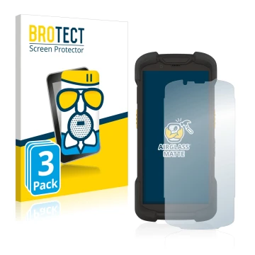 Vorderseite einer Produktverpackung mit dem Markenlogo BROTECT. Daneben ist das Gerät Zebra TC73 mit dem zugehörigen Displaysc