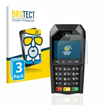 Vorderseite einer Produktverpackung mit dem Markenlogo BROTECT. Daneben ist das Gerät ingenico Desk/1600 mit dem zugehörigen D